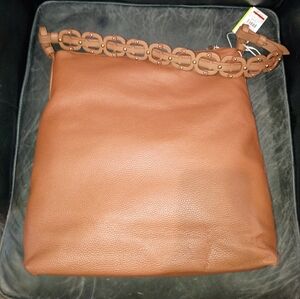 Sam Edelman Caramel Brown Large Leather Hobo Shoulder Bag Women's New